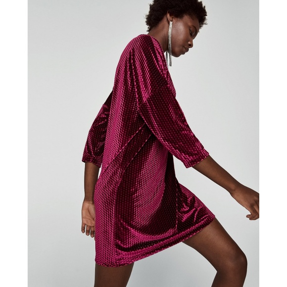 zara burgundy velvet dress